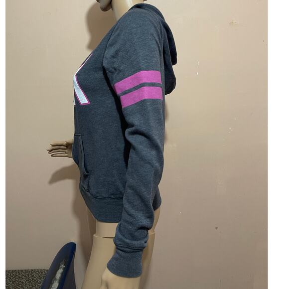 PINK VICTORIA'S SECRET Womens Full Zip Logo Sweatshirt Hoodie Gray Pink White XS - Picture 4 of 11